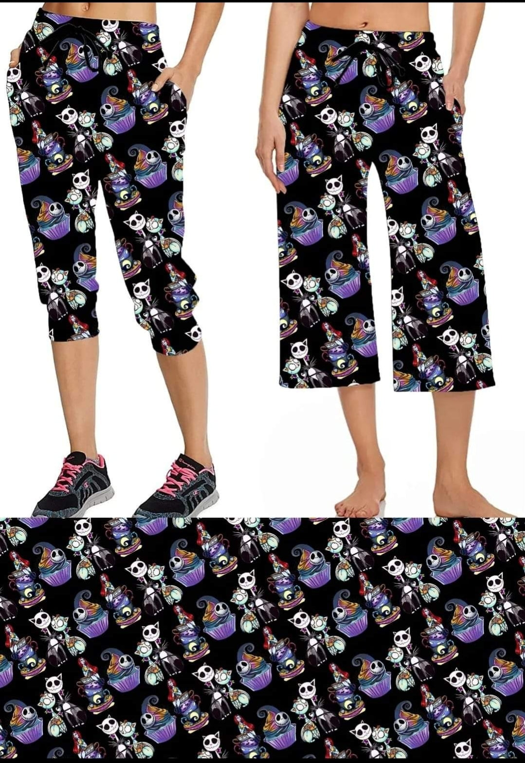 Christmas nightmare  4" - 7" jogger shorts and leggings with pockets