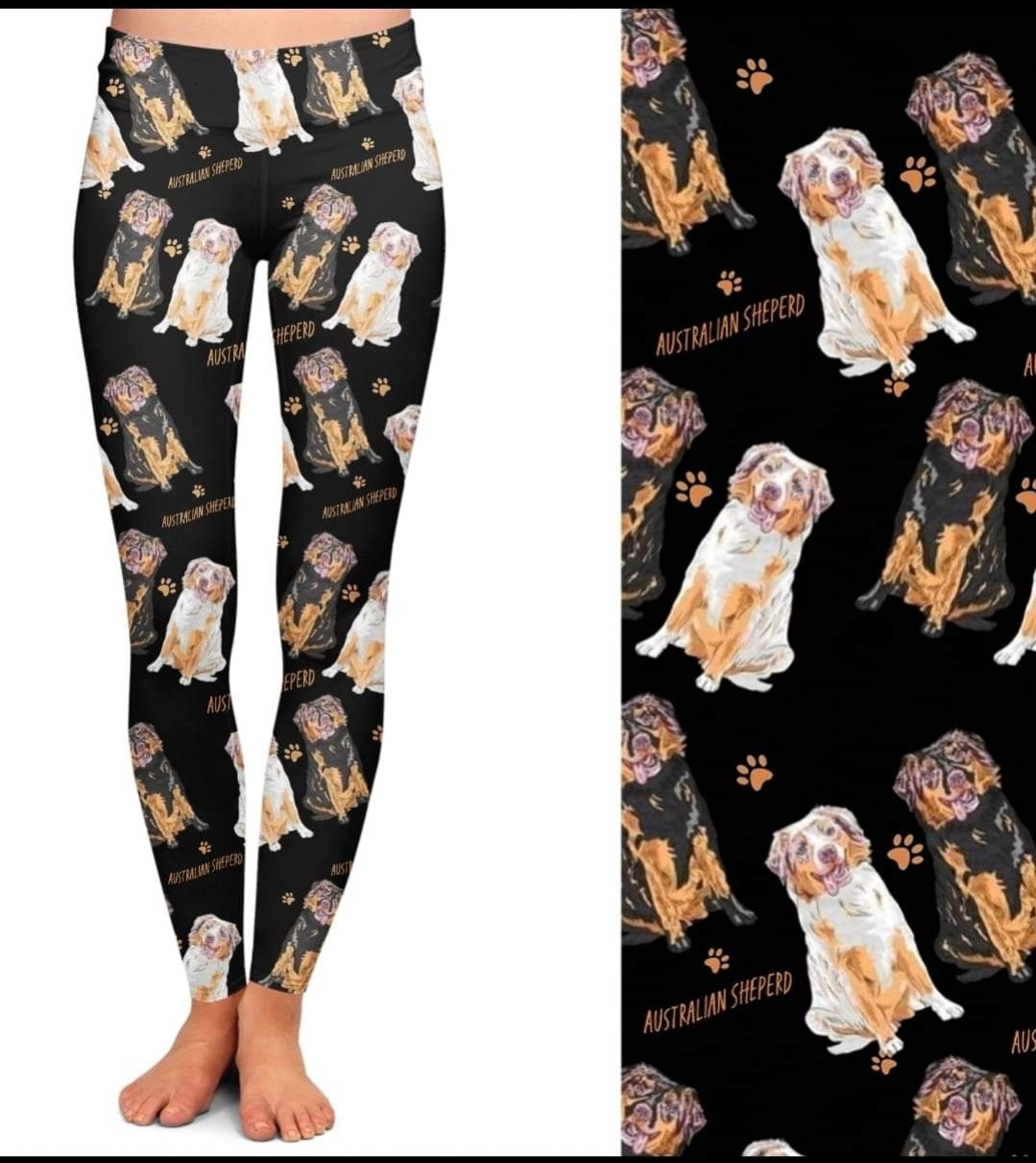 Australian Shepherd Leggings, Capri Joggers and jogger shorts