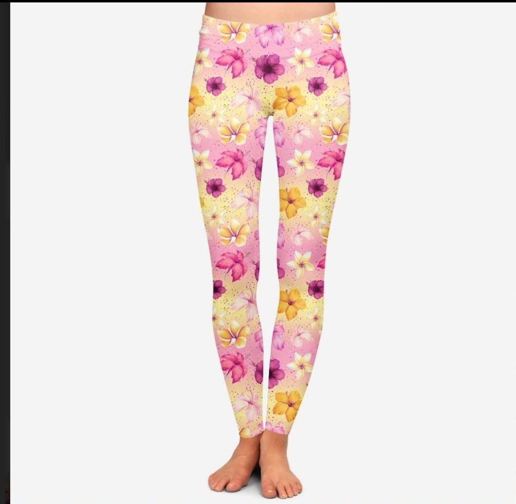 Hawaiian Daisy Leggings and Capris