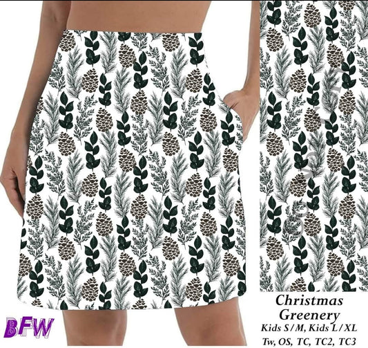Christmas Greenery skort with pockets