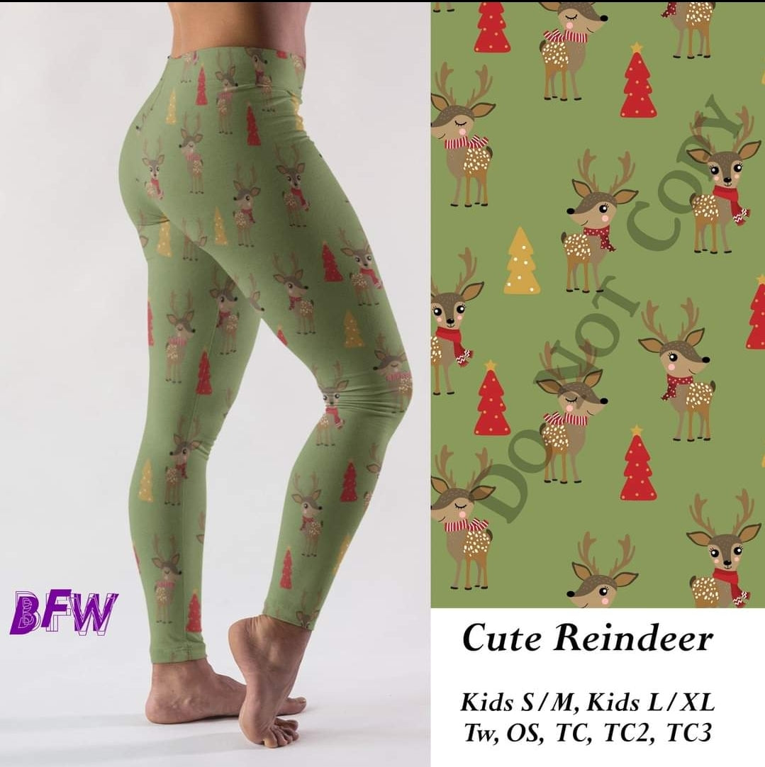 Cute Reindeer Leggings with pockets