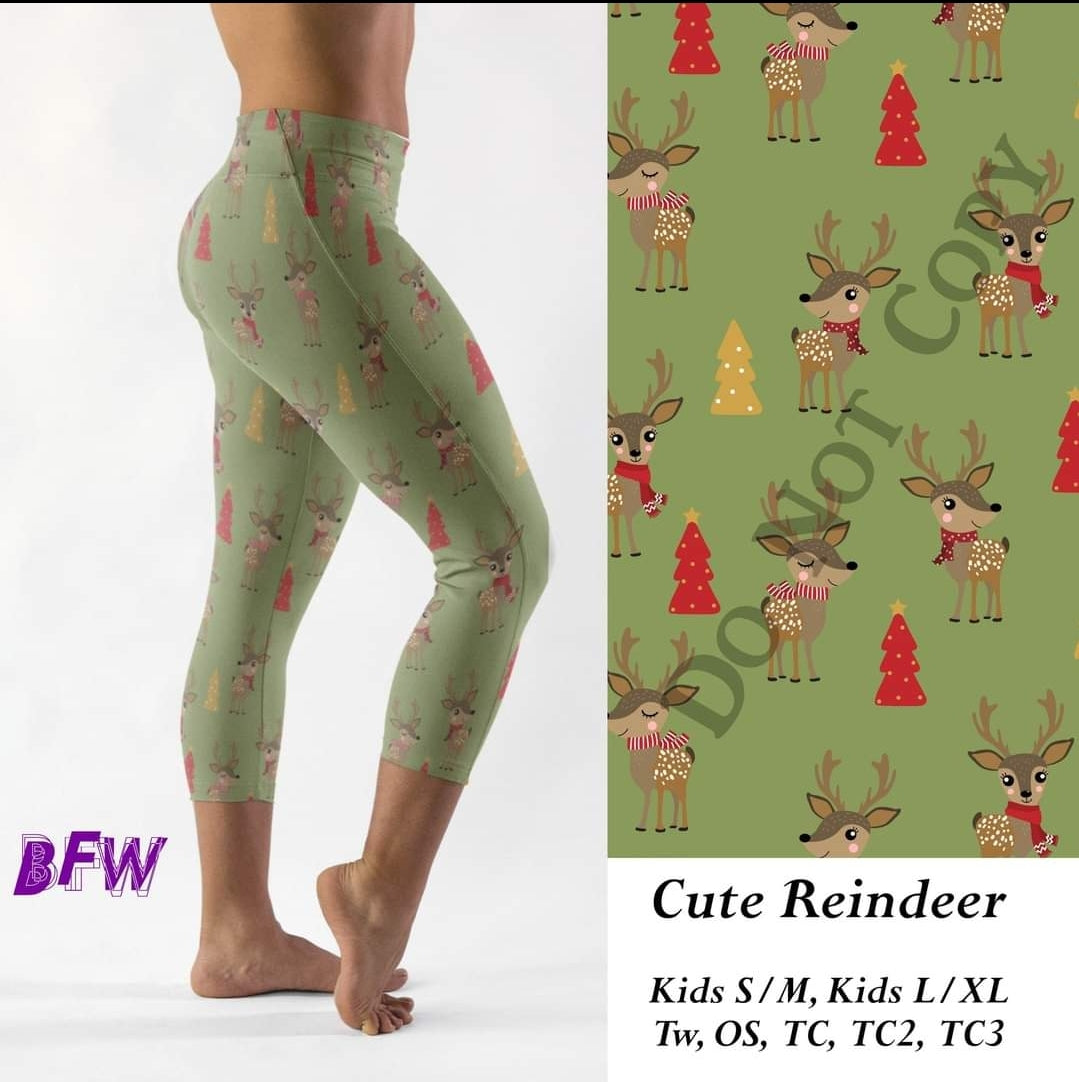 Cute Reindeer Leggings with pockets