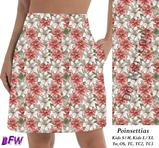 Light Poinsettias leggings and skorts with pockets