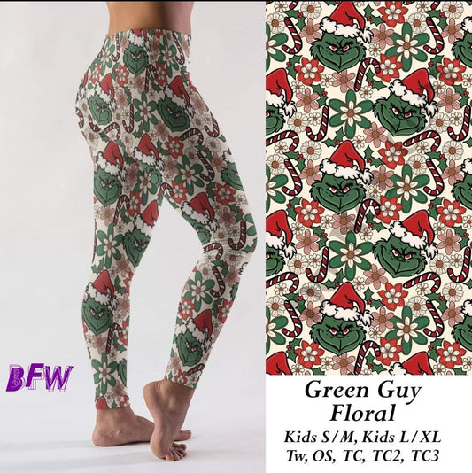 Green guy floral leggings