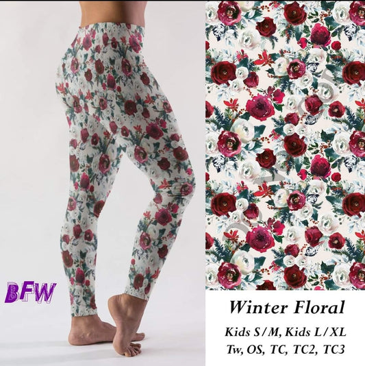 Winter floral capri with pockets, plus Size only