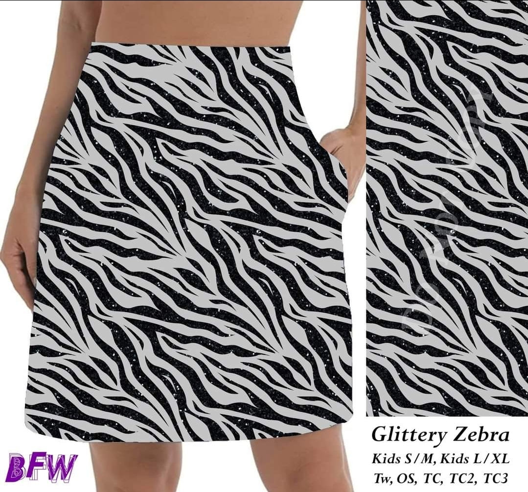 Glittery Zebra Skort