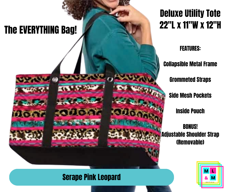 Serape Pink Leopard Collapsible Tote