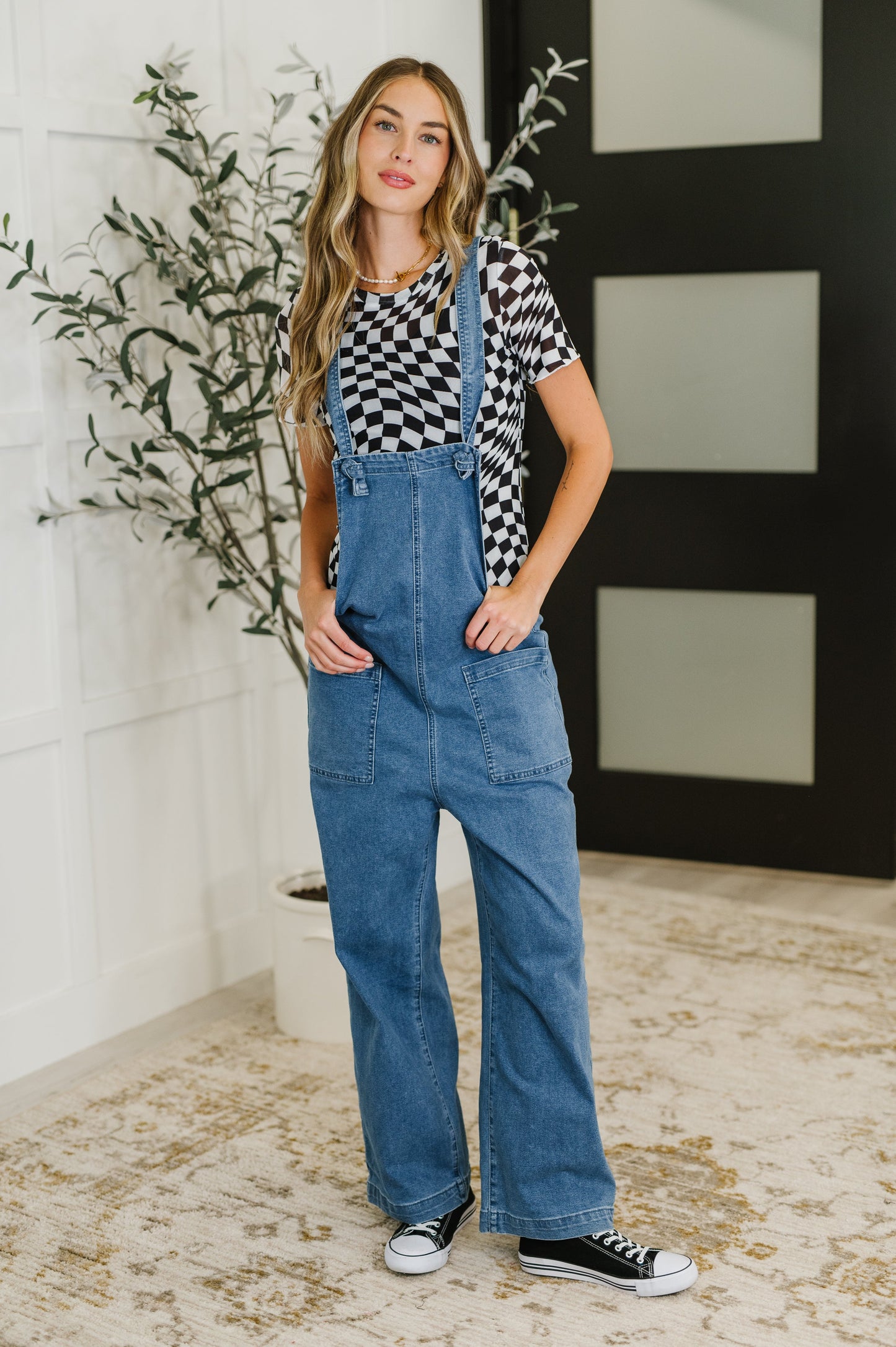 PREORDER: Sheer Checkered Layering Short Sleeve Top