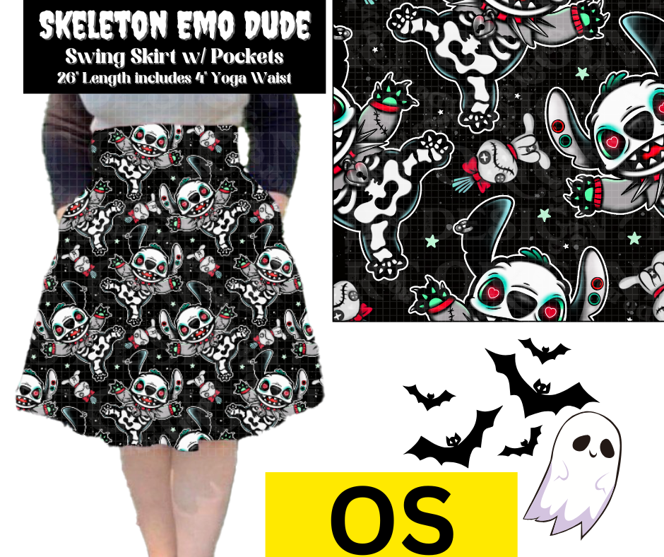 Skeleton Emo Dude Swing Skirt