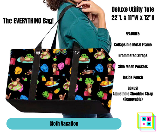 Sloth Vacation Collapsible Tote