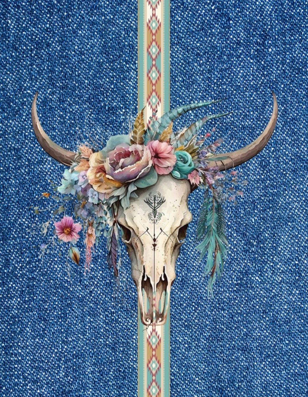 Navajo Skull Full Length Faux Denim w/ Side Leg Designs