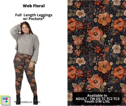 Web Floral Full Length Leggings w/ Pockets