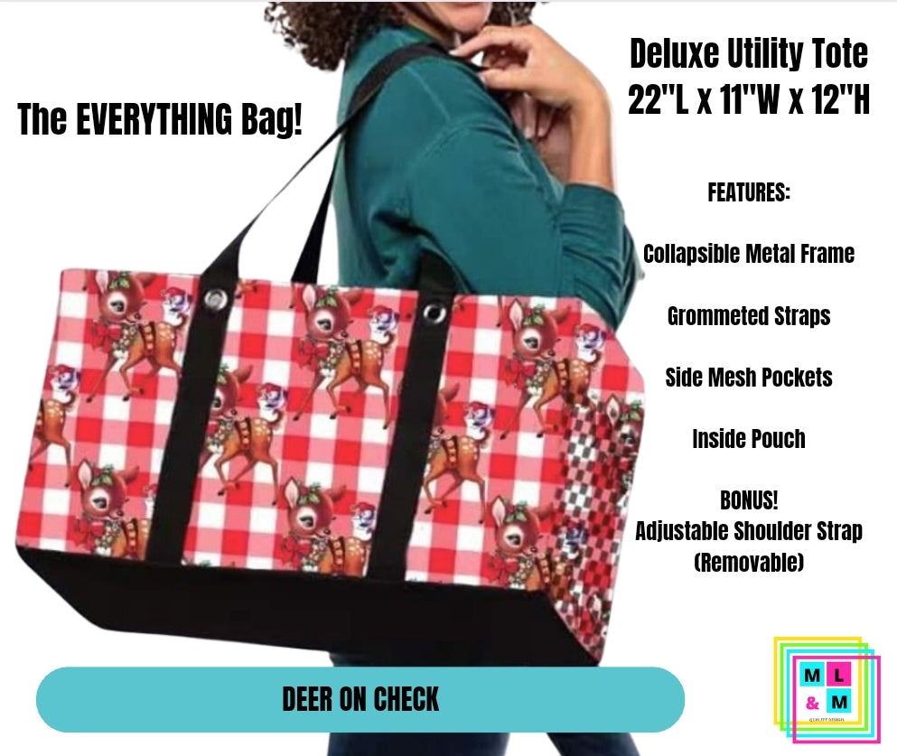 Deer on Check Collapsible Tote