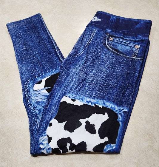 Cow Hide Faux Denim Full Length