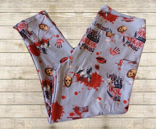 Horror Movie Cuddles Capri Leggings w/ Pockets