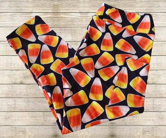 Candy Corn Capri Leggings w/ Pockets