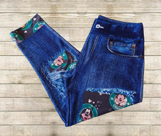 Coffee Friends Faux Denim Capris