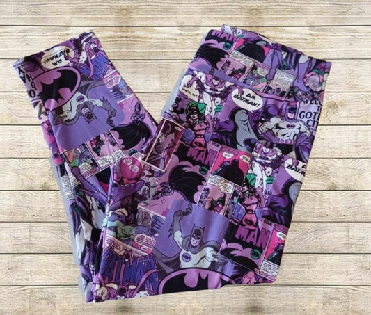 Colorful Bat Comic Capri Length w/ Pockets