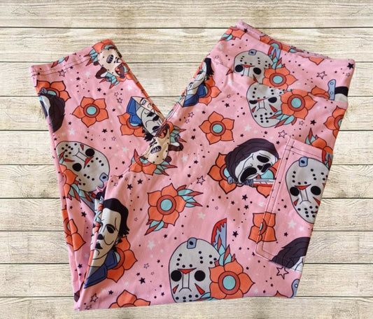 Horror Mask Floral Capri Length w/ Pockets