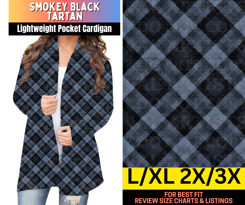 Smokey Black Tartan Pocket Cardigan