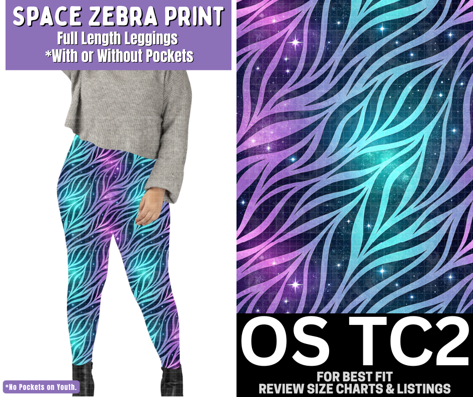 Space Zebra Print Full Length Leggings w/ Pockets