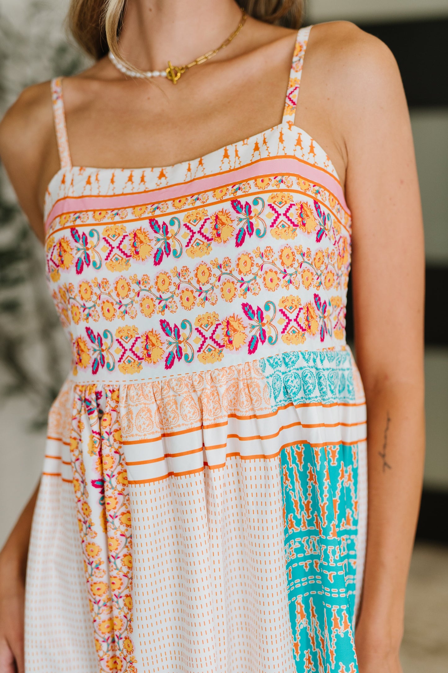 PREORDER: Spaghetti Strap Boho Print Dress