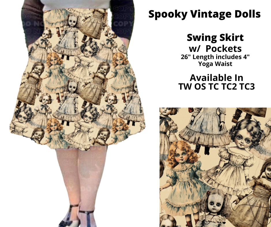 Spooky Vintage Dolls Swing Skirt