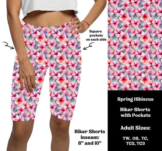 SPRING HIBISCUS -  Bike Shorts with Pockets Preorder Closes  7/29