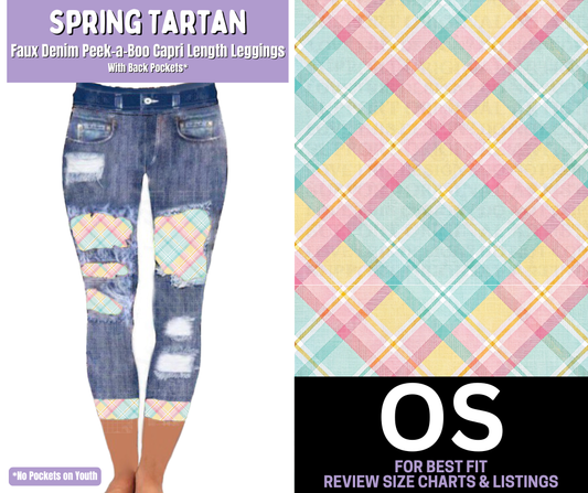 Spring Tartan Capri Faux Denim Peekaboo
