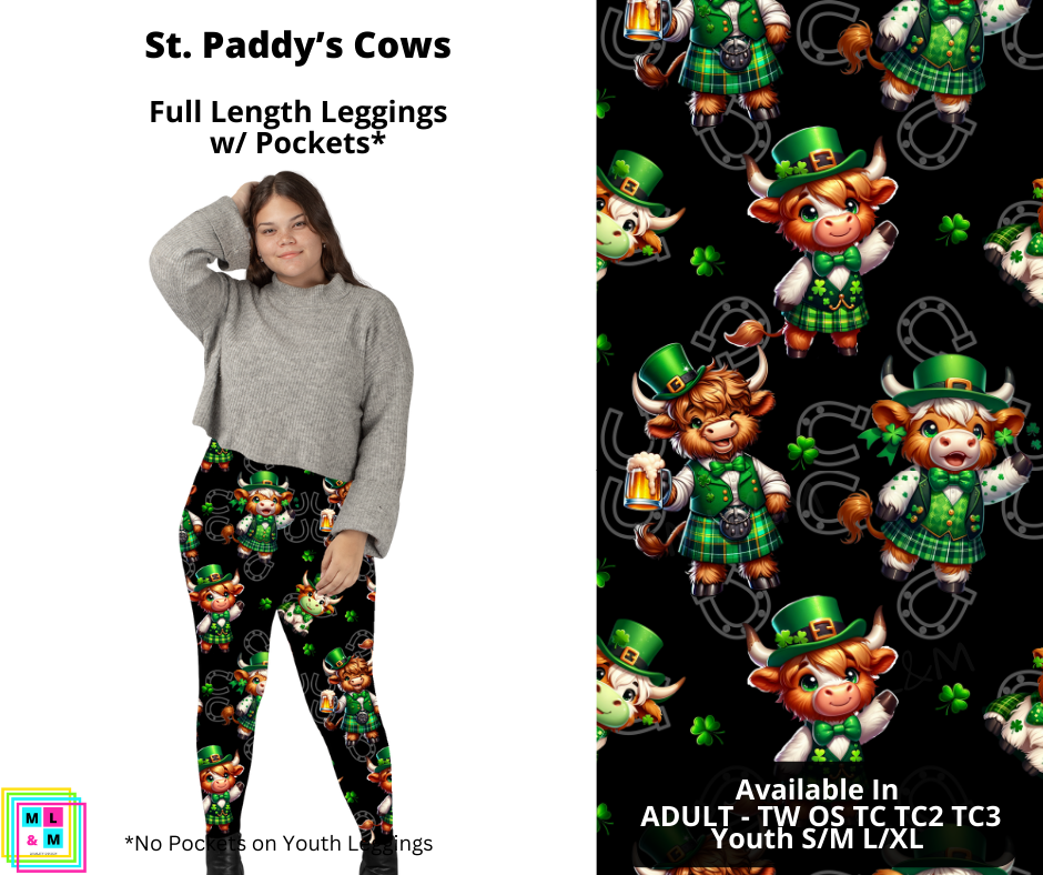 St. Paddy's Cows Length Leggings w/ Pockets