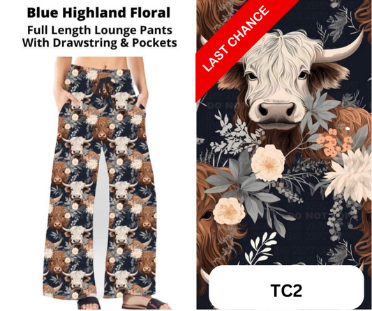 Blue Highland Floral Full Length Lounge Pants