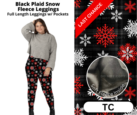 Black Plaid Snow Fleece Leggings