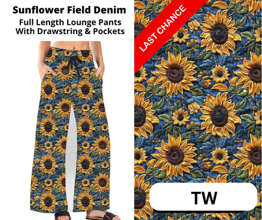 Sunflower Field Denim Full Length Lounge Pants