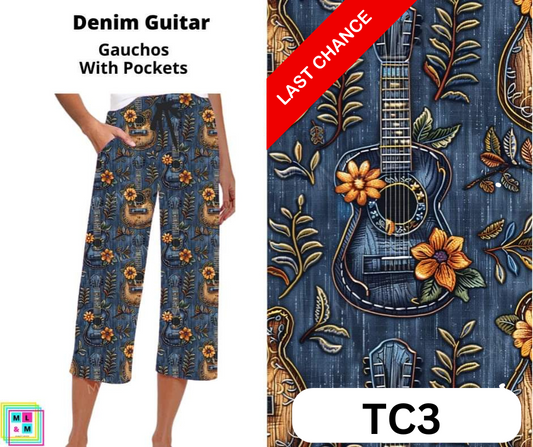 Denim Guitar Capri Gauchos