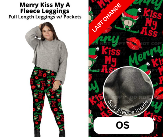 Merry Kiss My A Fleece Leggings
