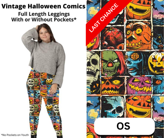 Vintage Halloween Comics Full Length Leggings w/ Pockets