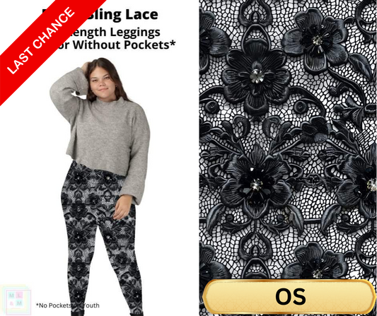 Black Bling Lace Full Length Leggings w/ Pockets