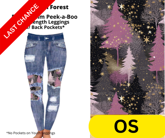 Magical Forest Faux Denim Full Length Peekaboo Leggings
