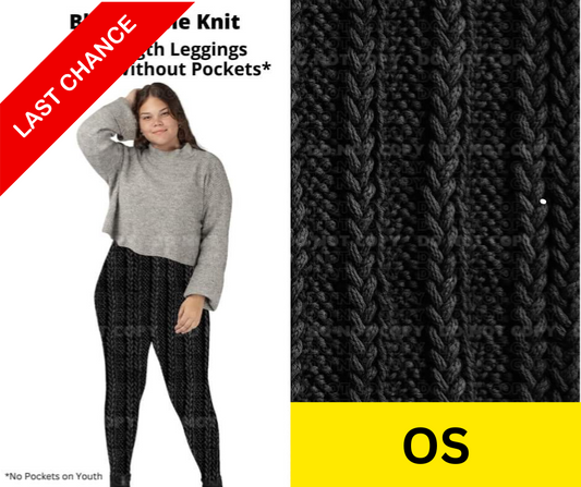 Black Cable Knit Full Length Leggings w/ Pockets