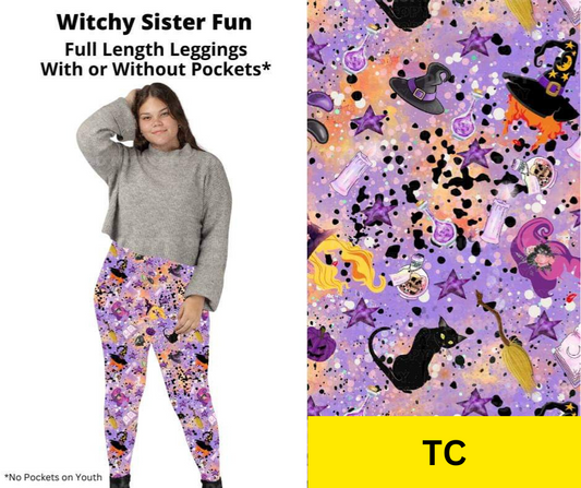 Witchy Sister Fun Full Length Leggings w/ Pockets