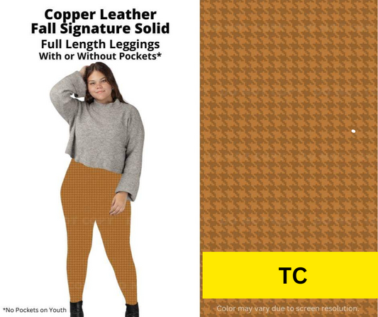 Copper Leather Full Length Leggings w/ Pockets