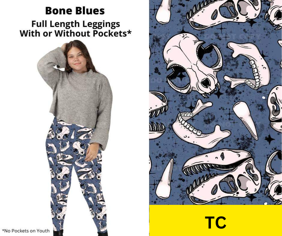 Bone Blues Full Length Leggings w/ Pockets