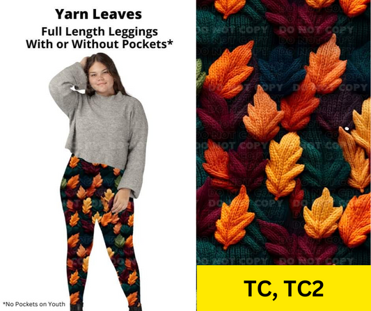 Yarn Leaves Full Length Leggings w/ Pockets