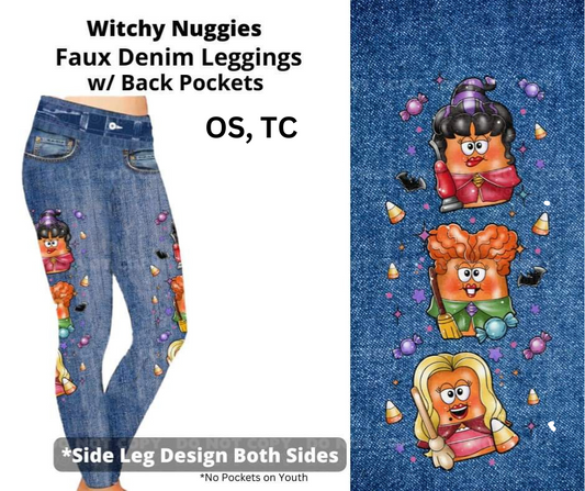 Witchy Nuggies Full Length Faux Denim w/ Side Leg Designs