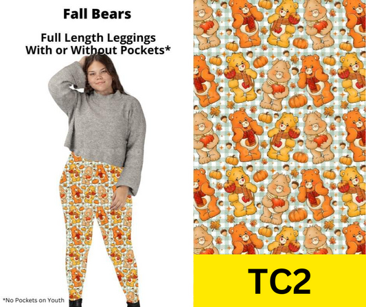 Fall Bears Full Length Leggings w/ Pockets