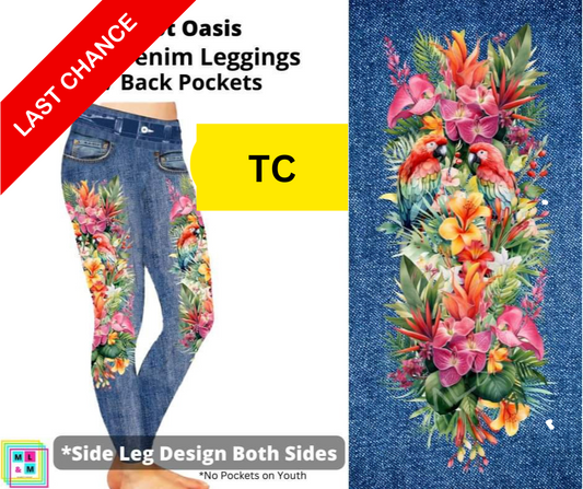 Parrot Oasis Full Length Faux Denim w/ Side Leg Designs
