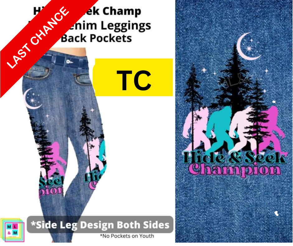 Hide & Seek Champ Full Length Faux Denim w/ Side Leg Designs