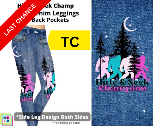 Hide & Seek Champ Full Length Faux Denim w/ Side Leg Designs