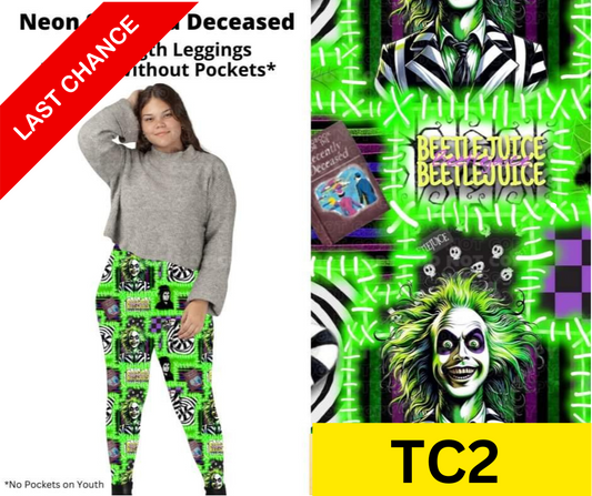 Neon Stitched Deceased Full Length Leggings w/ Pockets