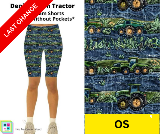 Denim Green Tractor Shorts w/ Pockets